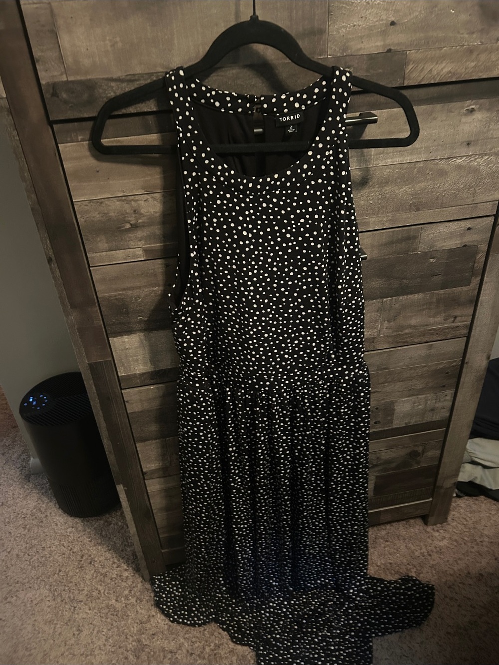2X Torrid Black and White Polka Dot Maxi Dress